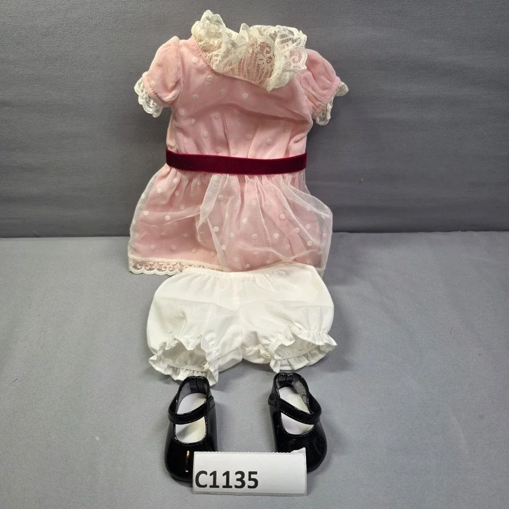 American Girl Doll Samantha's Beforever Meet Outfit Pink Dress Undershorts Shoes